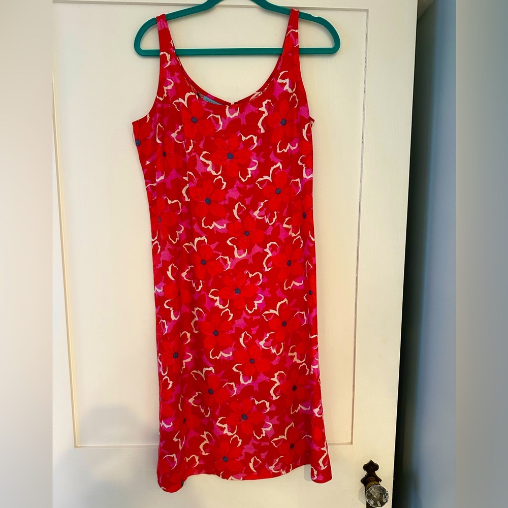 Vibrant Floral Sleeveless Linen Dress